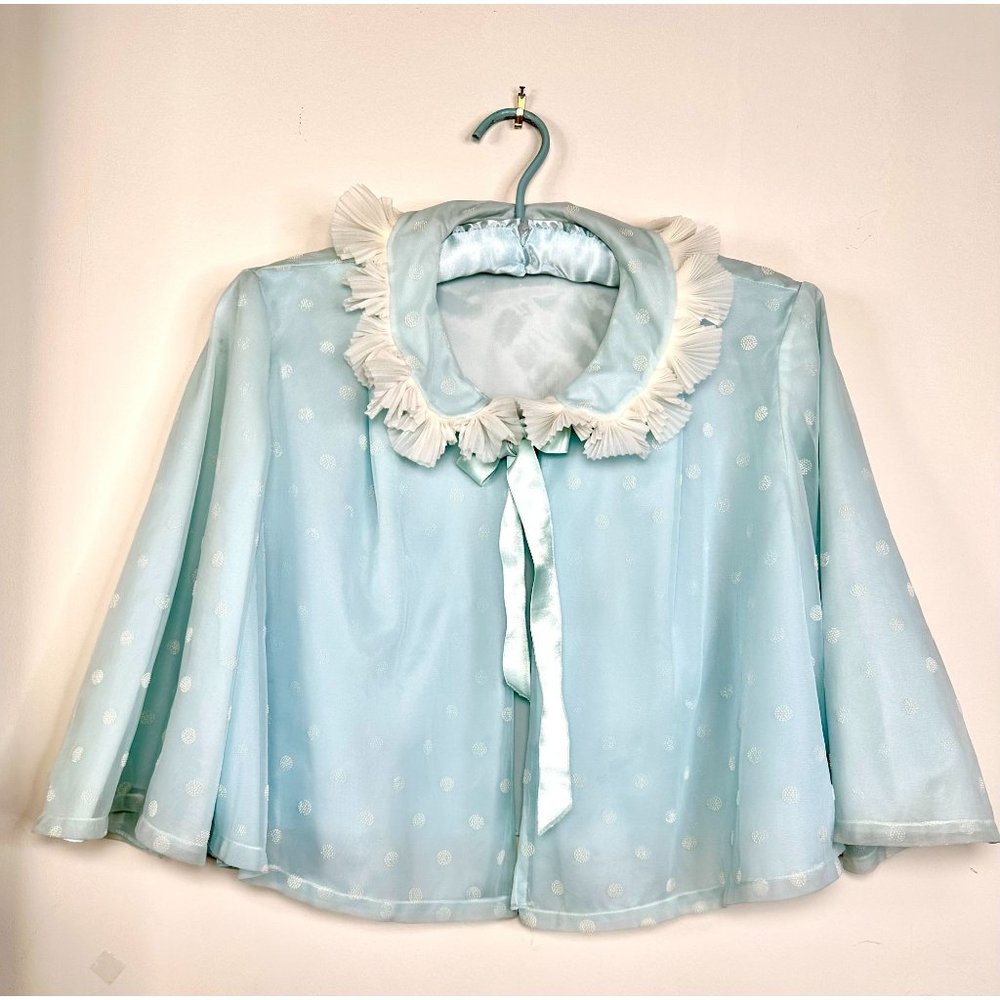 1950s Odette Barsa ruffled collar bed jacket